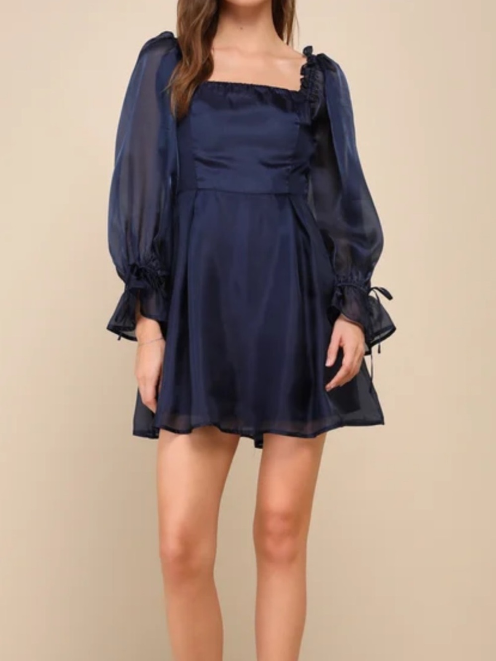 NWT Lulus Navy Long-Sleeve Mini Dress, Size Medium